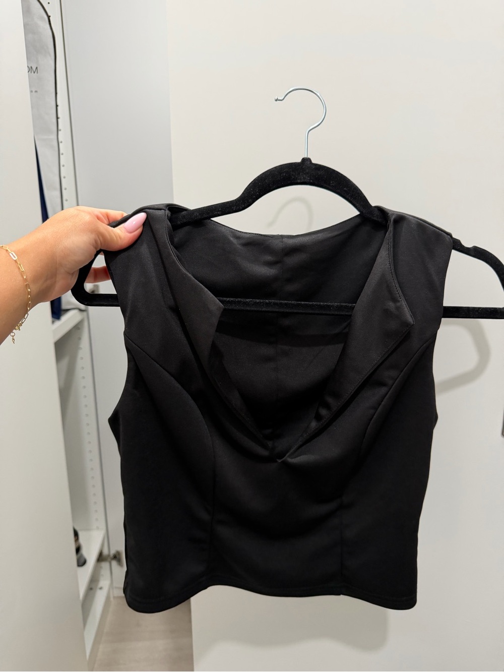 Sleeveless Black V-Neck Women's Top